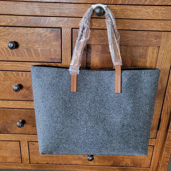 J. Jill Flannel Felt All Day Tote Gray Heather - Picture 1 of 10